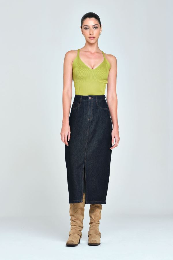 MIDI SKIRT KADIN JEAN ETEK