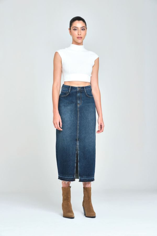 MIDI SKIRT KADIN JEAN ETEK