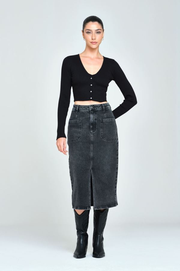 MIDI SKIRT KADIN JEAN ETEK