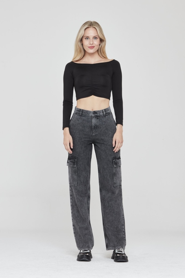 WIDE LEG CARGO KADIN JEAN PANTOLON